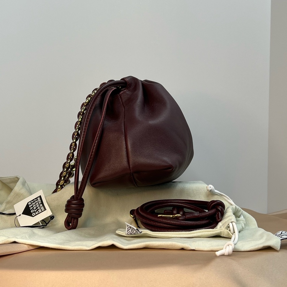 BURGUNDY NWT LOEWE FLAMENCO BAG IN MEDIUM, Napa calfskin. - Picture 12 of 15